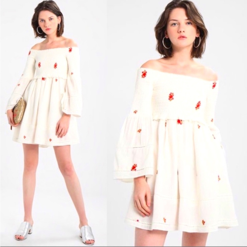Free People Embroidered Off the should mini dress
